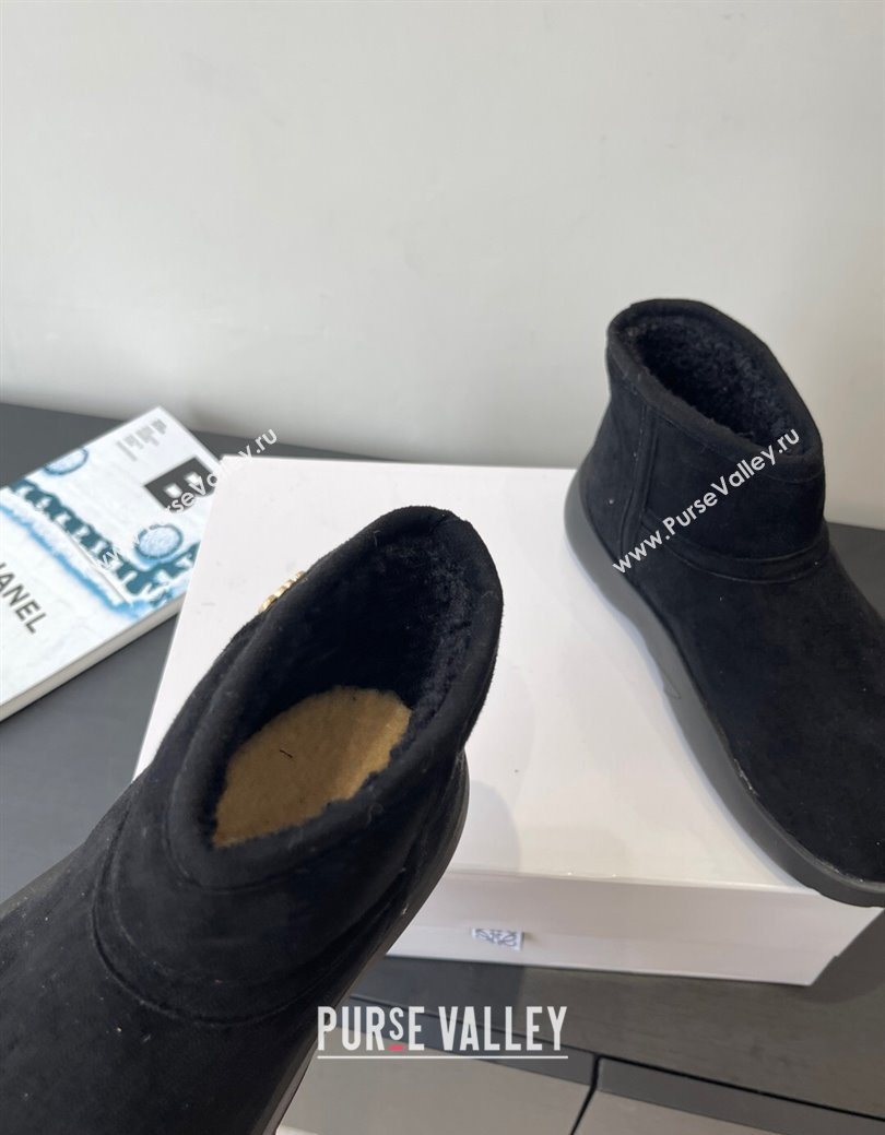 Loewe Flat Snow Boots in Suede and Shearling Wool Black 2025 LW103006 (HQG-251030056)