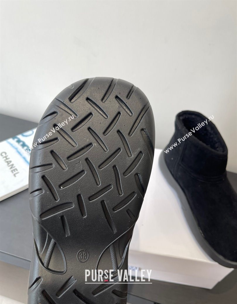 Loewe Flat Snow Boots in Suede and Shearling Wool Black 2025 LW103006 (HQG-251030056)