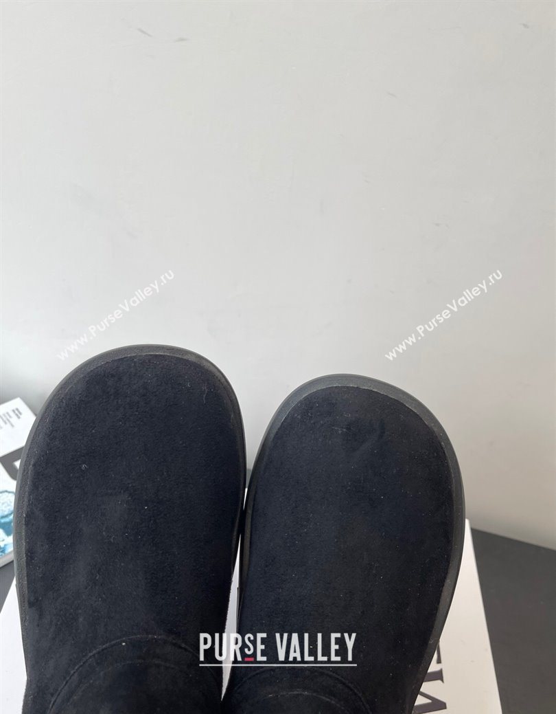 Loewe Flat Snow Boots in Suede and Shearling Wool Black 2025 LW103006 (HQG-251030056)