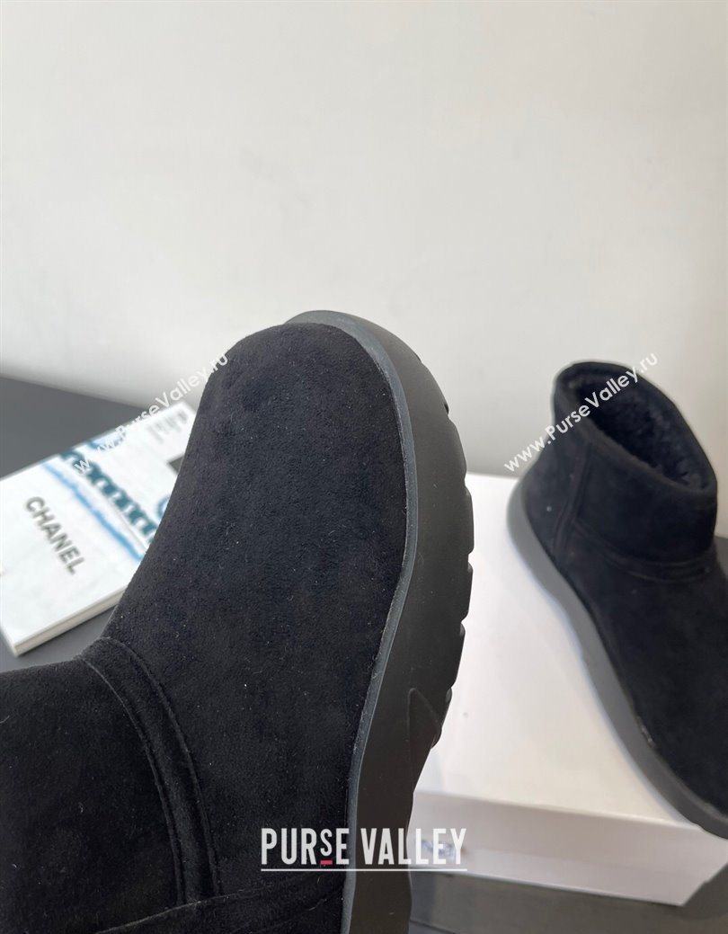Loewe Flat Snow Boots in Suede and Shearling Wool Black 2025 LW103006 (HQG-251030056)