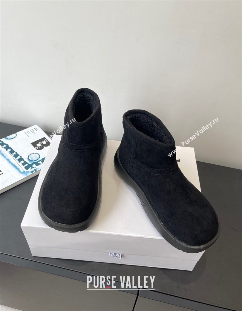 Loewe Flat Snow Boots in Suede and Shearling Wool Black 2025 LW103006 (HQG-251030056)