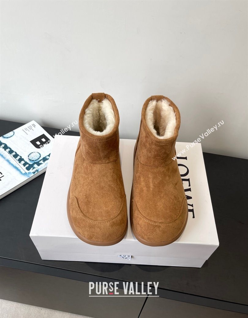 Loewe Flat Snow Boots in Suede and Shearling Wool Brown 2025 LW103006 (HQG-251030057)