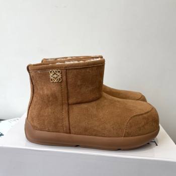 Loewe Flat Snow Boots in Suede and Shearling Wool Brown 2025 LW103006 (HQG-251030057)
