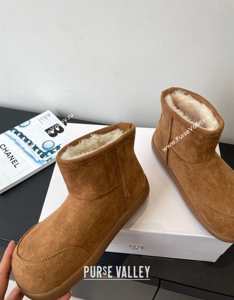 Loewe Flat Snow Boots in Suede and Shearling Wool Brown 2025 LW103006 (HQG-251030057)