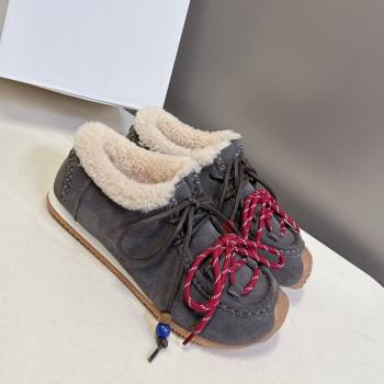 Loewe High top Sneakers in Suede and Wool Grey 2025 LW103001 (MD-251030041)