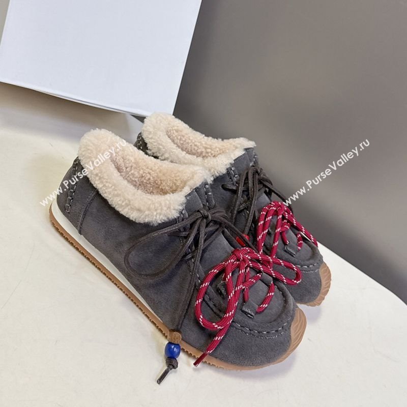 Loewe High top Sneakers in Suede and Wool Grey 2025 LW103001 (MD-251030041)