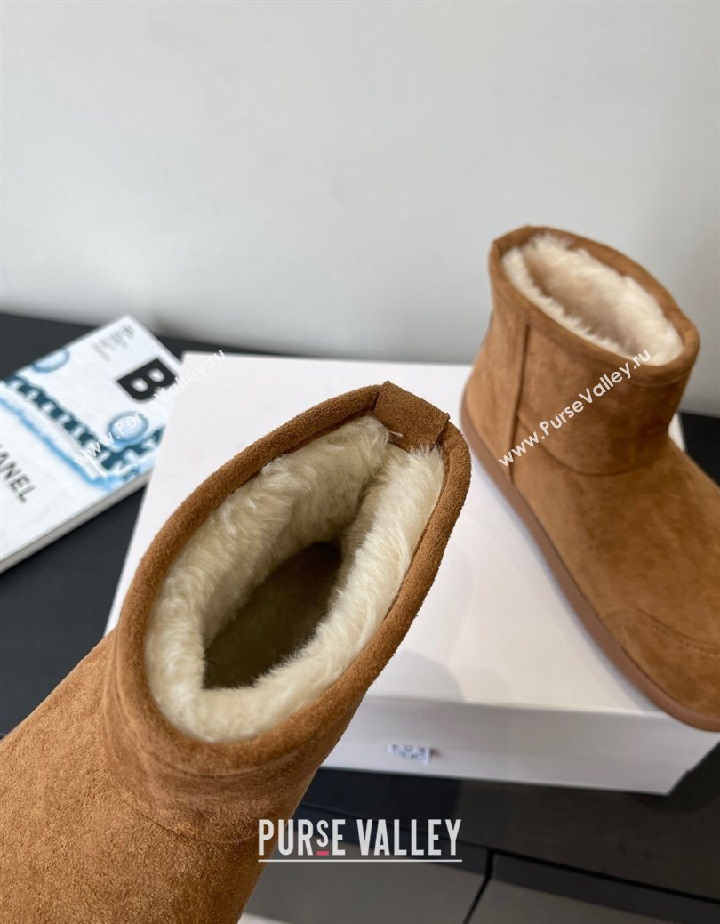 Loewe Flat Snow Boots in Suede and Shearling Wool Brown 2025 LW103006 (HQG-251030057)