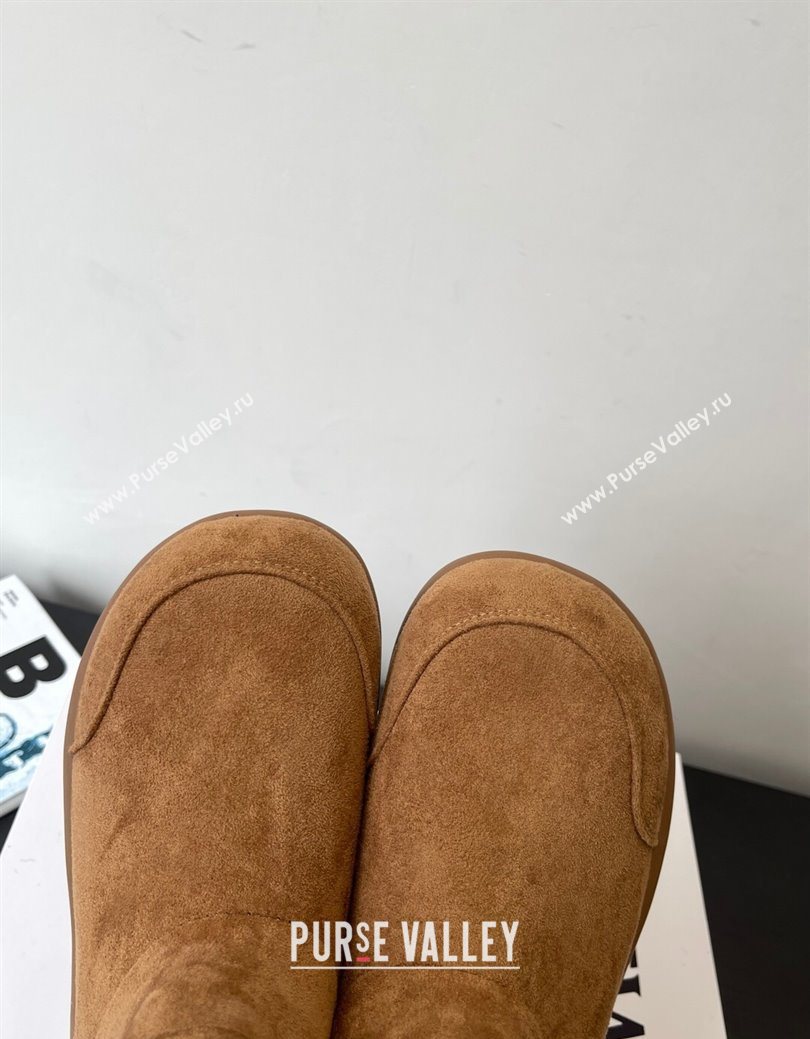 Loewe Flat Snow Boots in Suede and Shearling Wool Brown 2025 LW103006 (HQG-251030057)