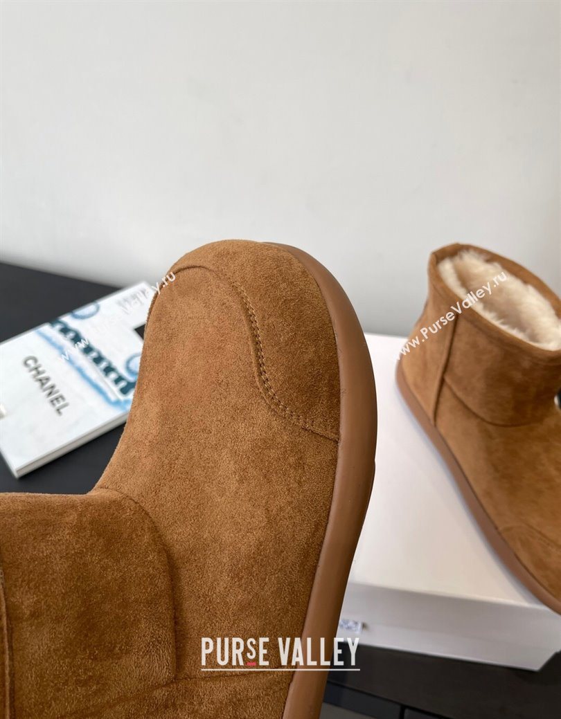 Loewe Flat Snow Boots in Suede and Shearling Wool Brown 2025 LW103006 (HQG-251030057)