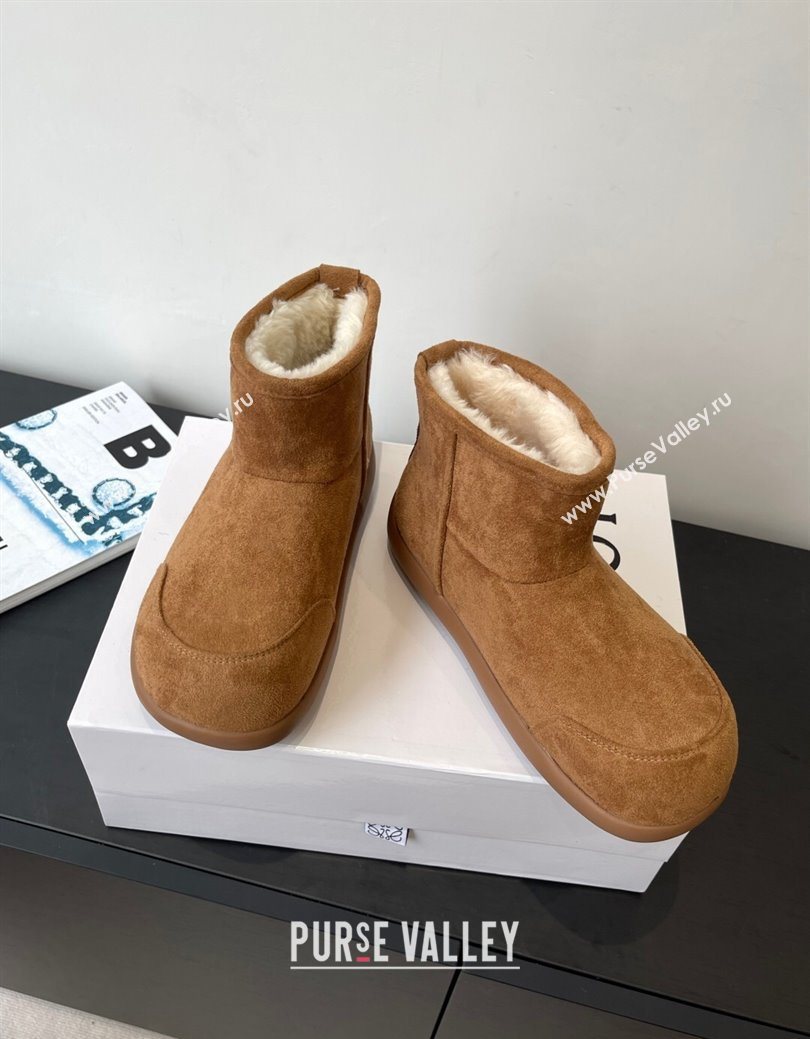 Loewe Flat Snow Boots in Suede and Shearling Wool Brown 2025 LW103006 (HQG-251030057)