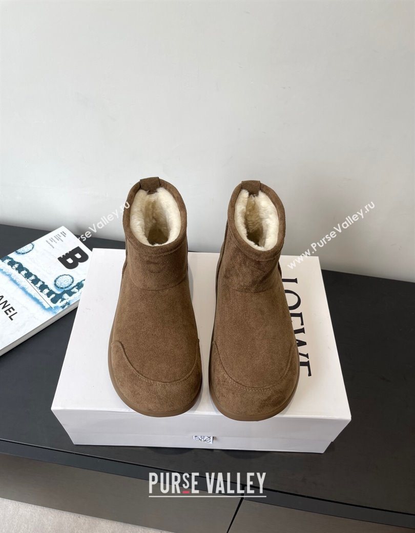 Loewe Flat Snow Boots in Suede and Shearling Wool Taupe 2025 LW103006 (HQG-251030058)