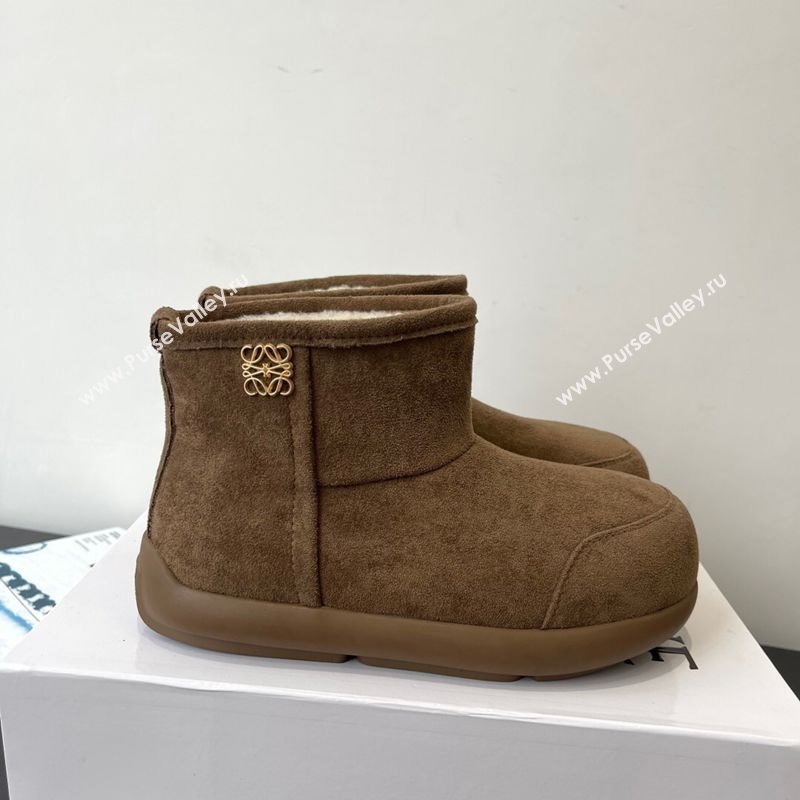 Loewe Flat Snow Boots in Suede and Shearling Wool Taupe 2025 LW103006 (HQG-251030058)