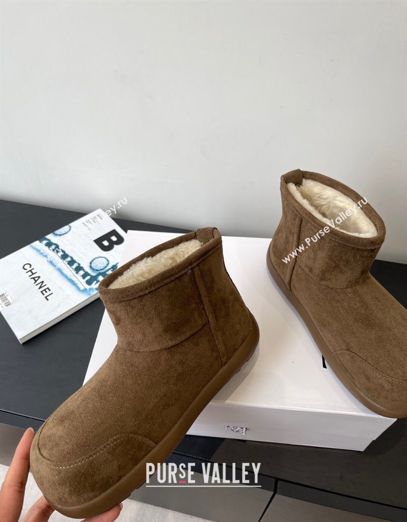 Loewe Flat Snow Boots in Suede and Shearling Wool Taupe 2025 LW103006 (HQG-251030058)