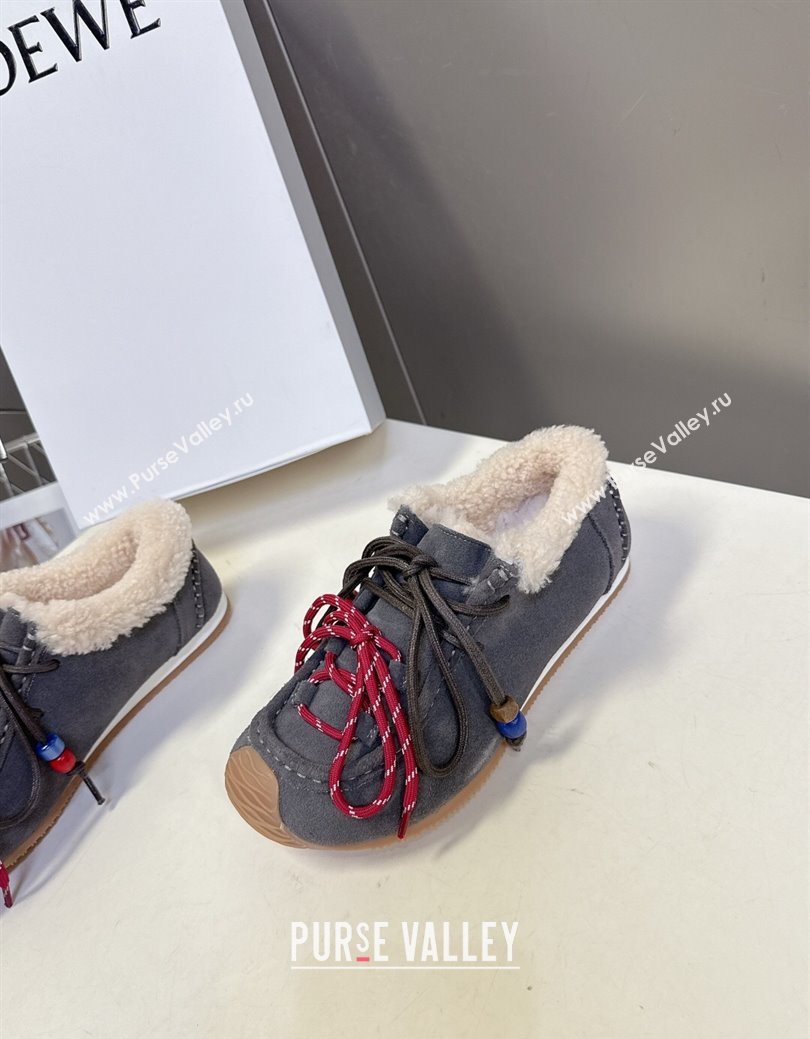 Loewe High top Sneakers in Suede and Wool Grey 2025 LW103001 (MD-251030041)