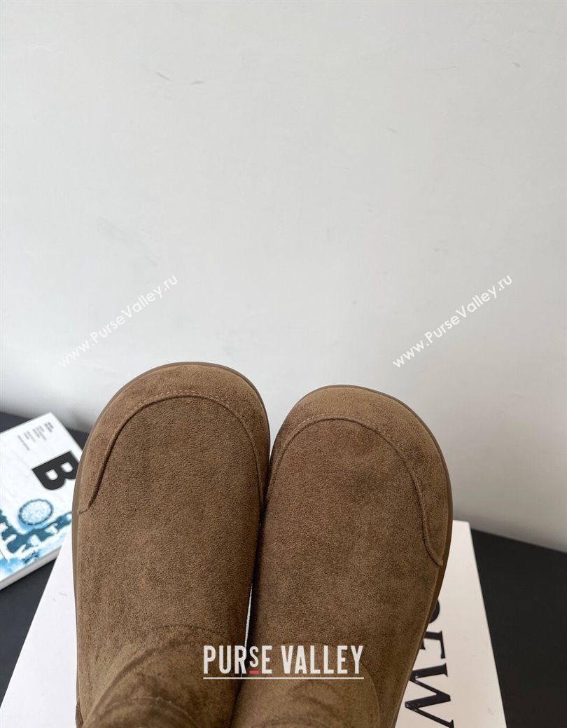 Loewe Flat Snow Boots in Suede and Shearling Wool Taupe 2025 LW103006 (HQG-251030058)