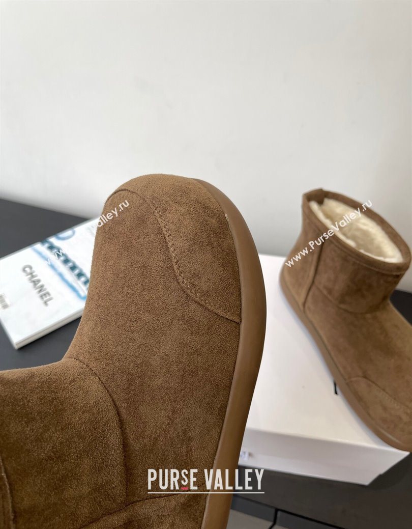 Loewe Flat Snow Boots in Suede and Shearling Wool Taupe 2025 LW103006 (HQG-251030058)