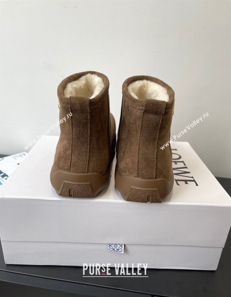 Loewe Flat Snow Boots in Suede and Shearling Wool Taupe 2025 LW103006 (HQG-251030058)