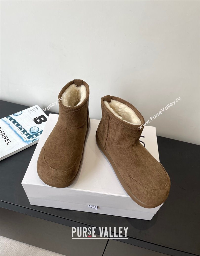 Loewe Flat Snow Boots in Suede and Shearling Wool Taupe 2025 LW103006 (HQG-251030058)