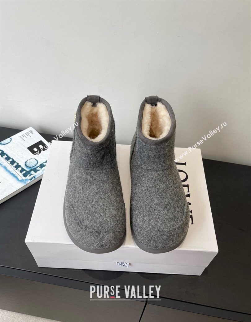 Loewe Flat Snow Boots in Felt and Shearling Wool Grey 2025 LW103006 (HQG-251030059)