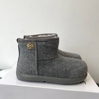 Loewe Flat Snow Boots in Felt and Shearling Wool Grey 2025 LW103006 (HQG-251030059)