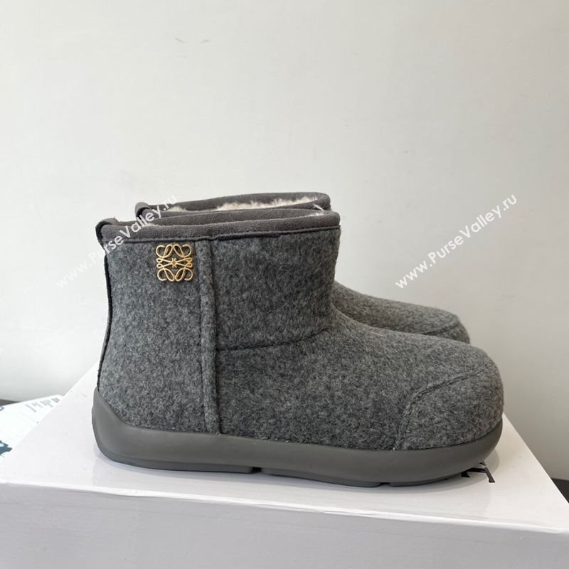 Loewe Flat Snow Boots in Felt and Shearling Wool Grey 2025 LW103006 (HQG-251030059)