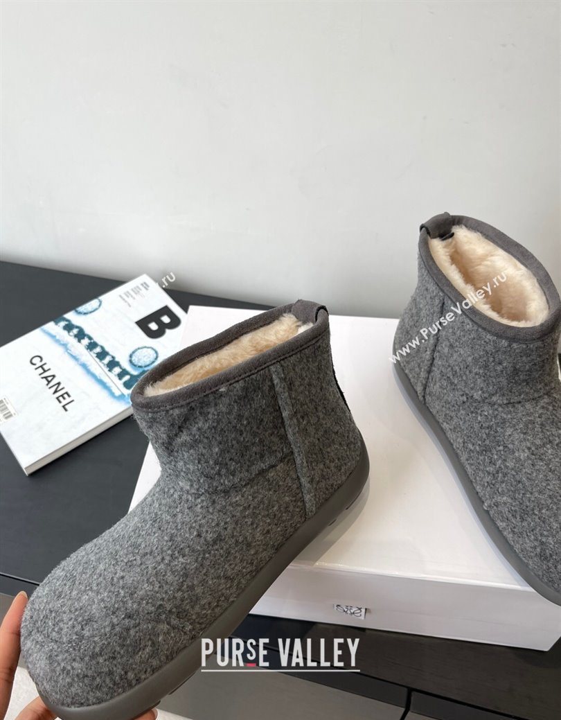 Loewe Flat Snow Boots in Felt and Shearling Wool Grey 2025 LW103006 (HQG-251030059)