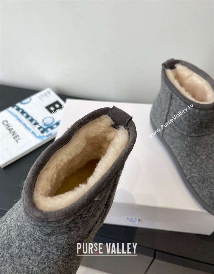 Loewe Flat Snow Boots in Felt and Shearling Wool Grey 2025 LW103006 (HQG-251030059)