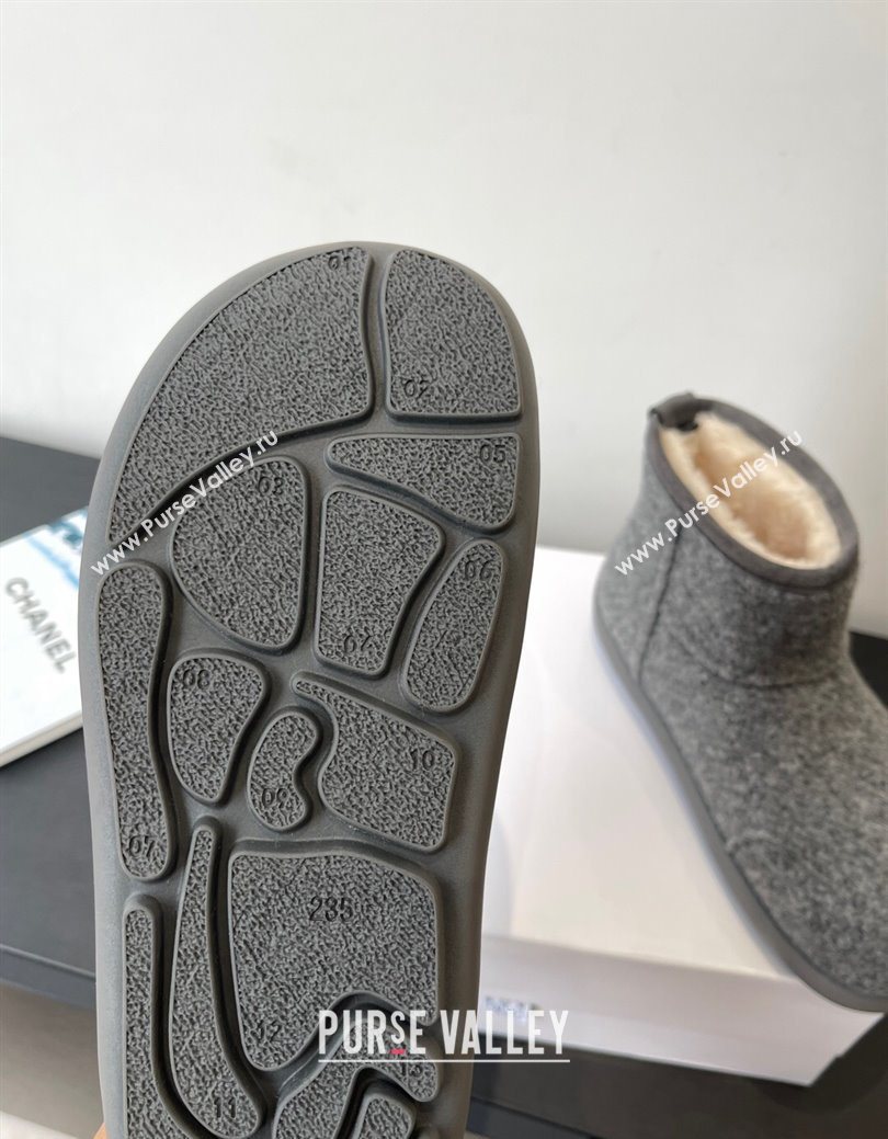 Loewe Flat Snow Boots in Felt and Shearling Wool Grey 2025 LW103006 (HQG-251030059)