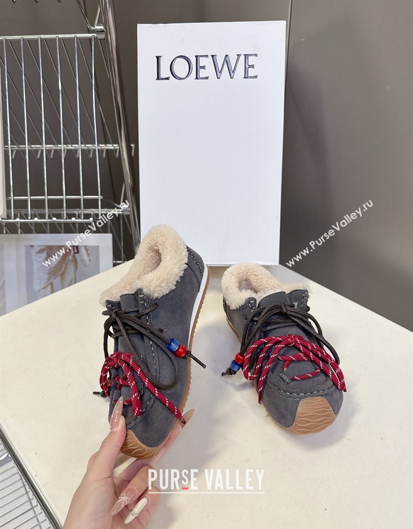 Loewe High top Sneakers in Suede and Wool Grey 2025 LW103001 (MD-251030041)