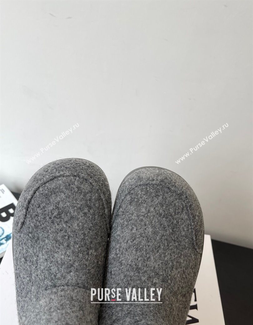 Loewe Flat Snow Boots in Felt and Shearling Wool Grey 2025 LW103006 (HQG-251030059)