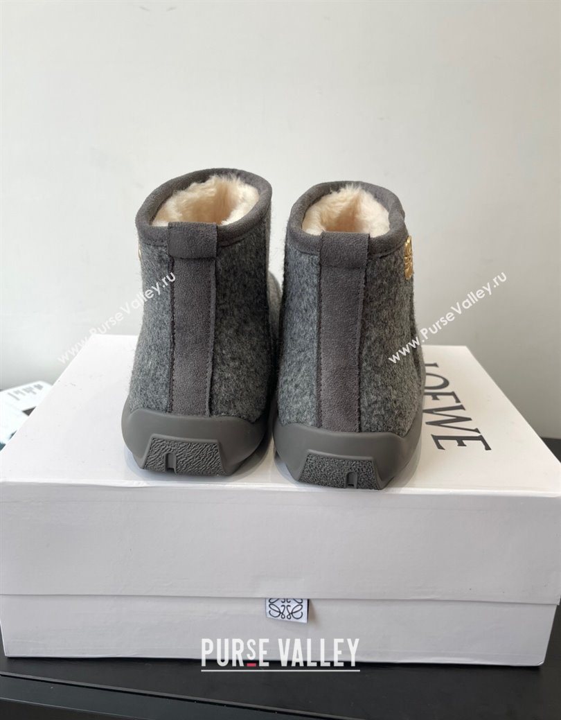 Loewe Flat Snow Boots in Felt and Shearling Wool Grey 2025 LW103006 (HQG-251030059)