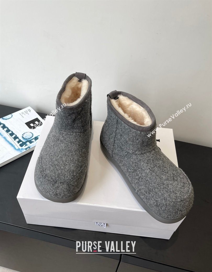 Loewe Flat Snow Boots in Felt and Shearling Wool Grey 2025 LW103006 (HQG-251030059)