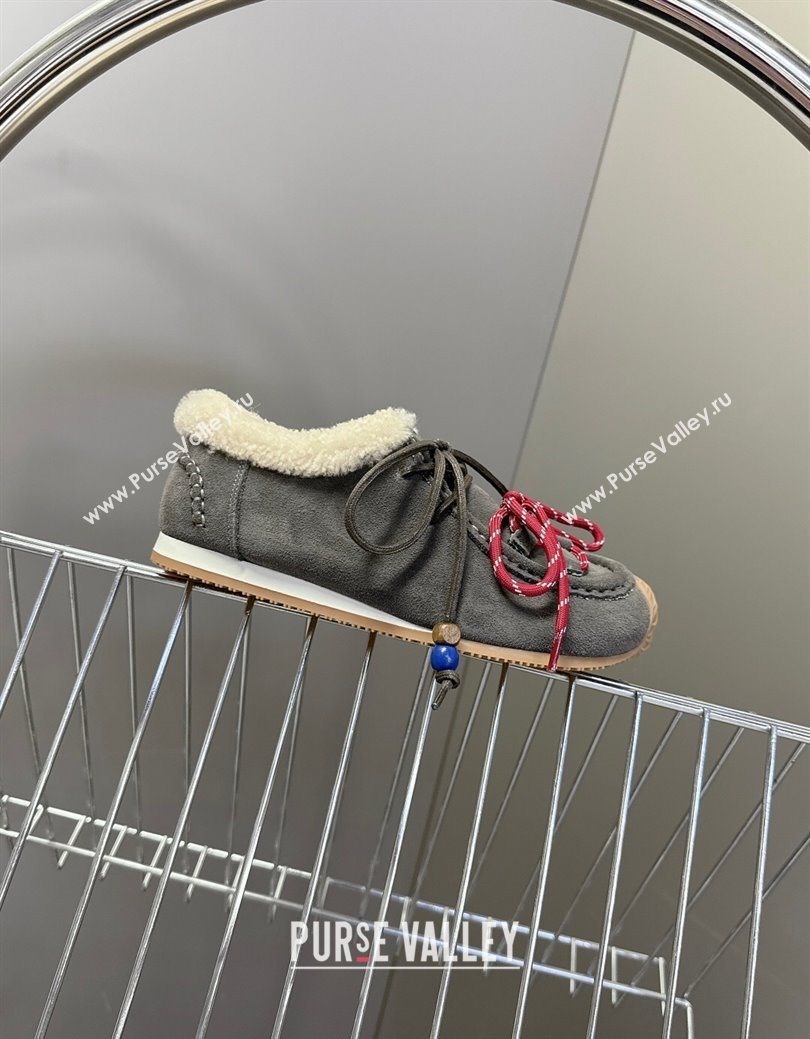 Loewe High top Sneakers in Suede and Wool Grey 2025 LW103001 (MD-251030041)