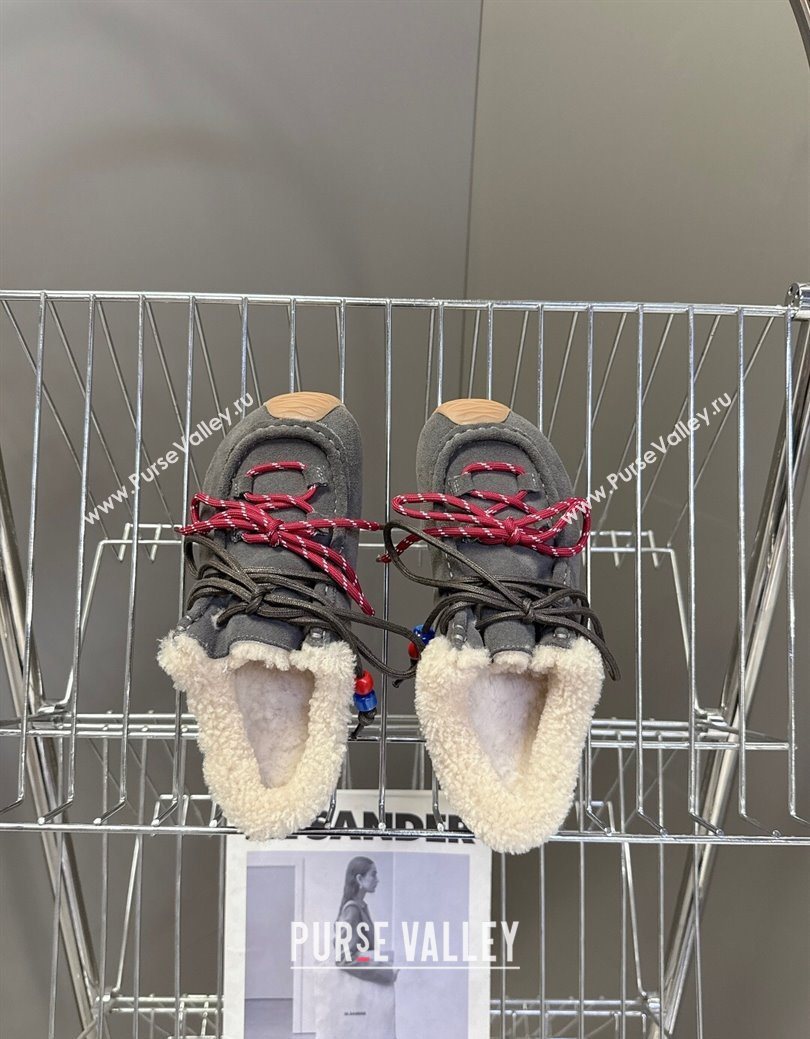 Loewe High top Sneakers in Suede and Wool Grey 2025 LW103001 (MD-251030041)