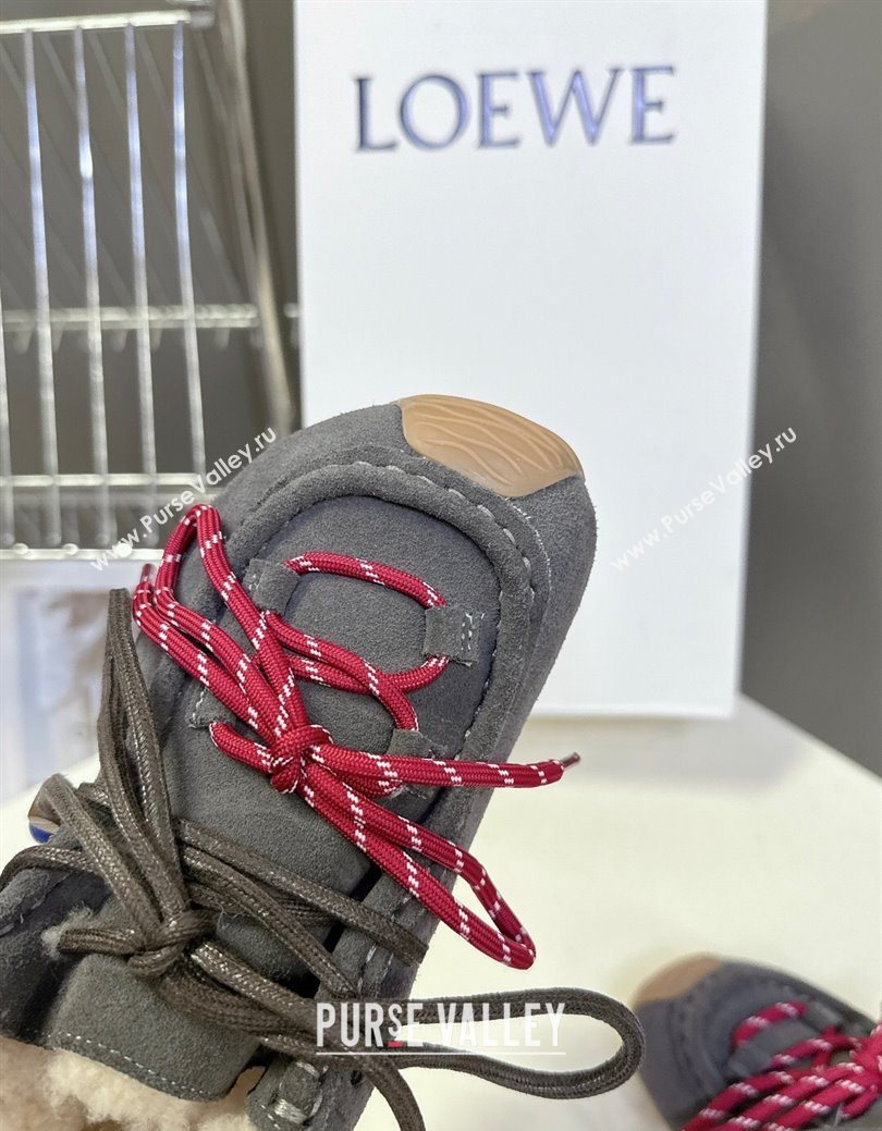 Loewe High top Sneakers in Suede and Wool Grey 2025 LW103001 (MD-251030041)