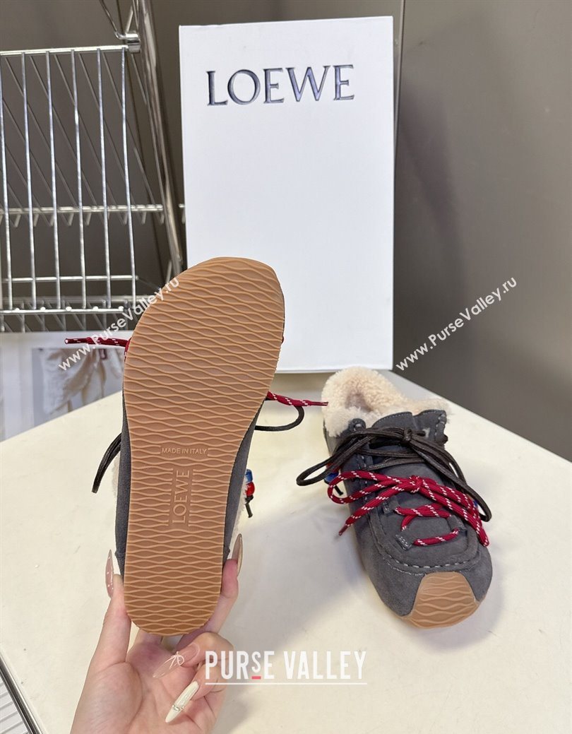 Loewe High top Sneakers in Suede and Wool Grey 2025 LW103001 (MD-251030041)