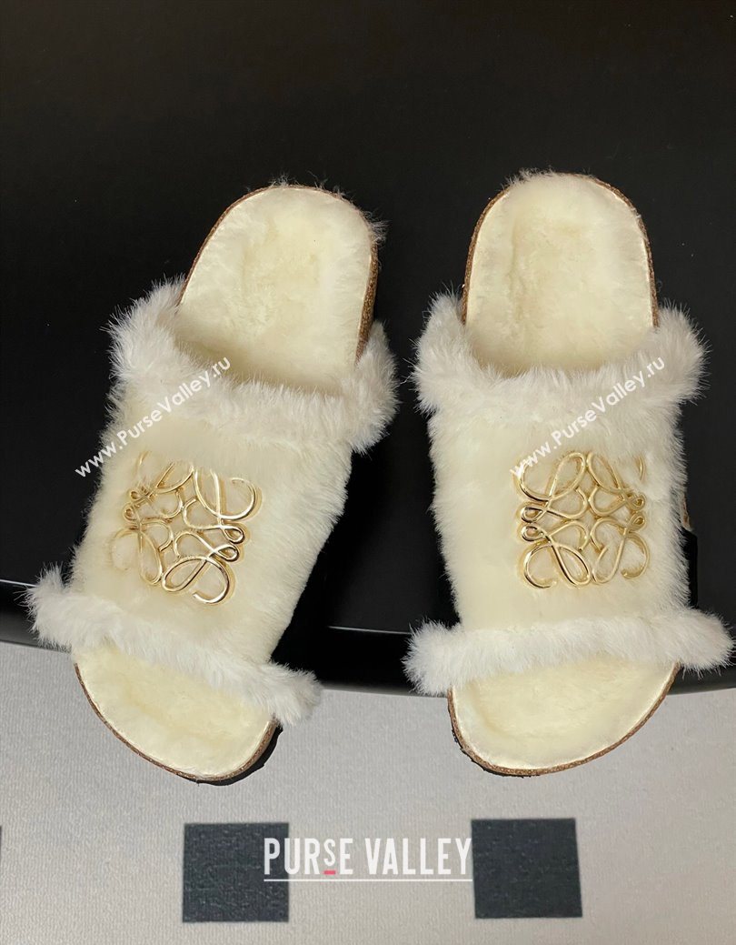 Loewe Flat Slides Sandal in Suede and Wool Black 2025 LW103003 (MD-251030046)