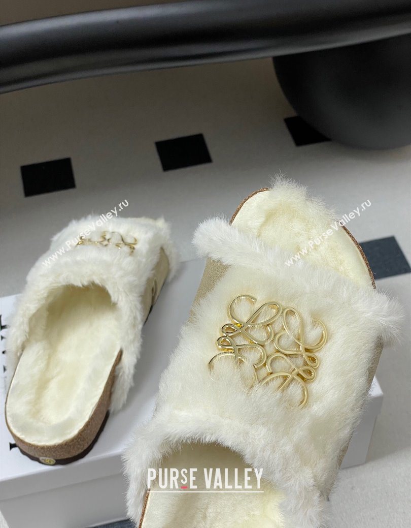 Loewe Flat Slides Sandal in Suede and Wool Grey 2025 LW103003 (MD-251030048)