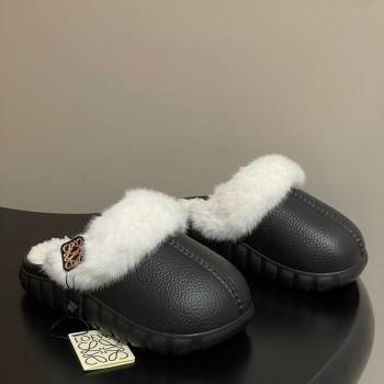 Loewe Wool Platform Mules Black 2025 LW103004 (MD-251030050)