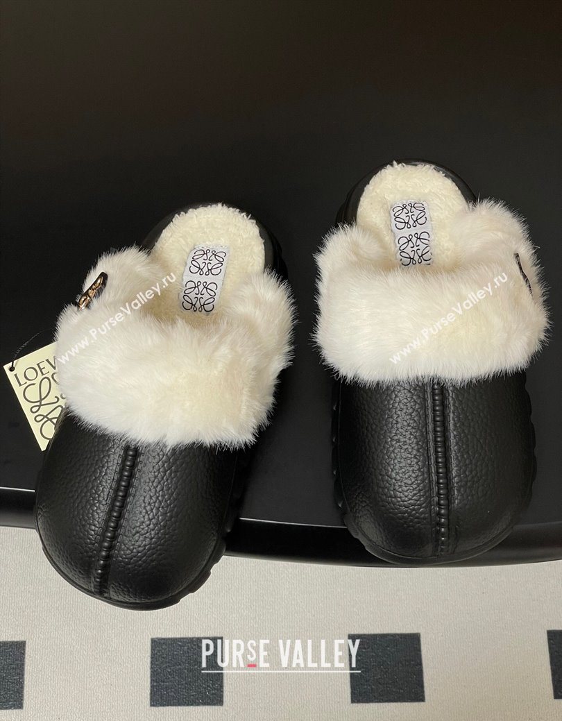 Loewe Wool Platform Mules Black 2025 LW103004 (MD-251030050)