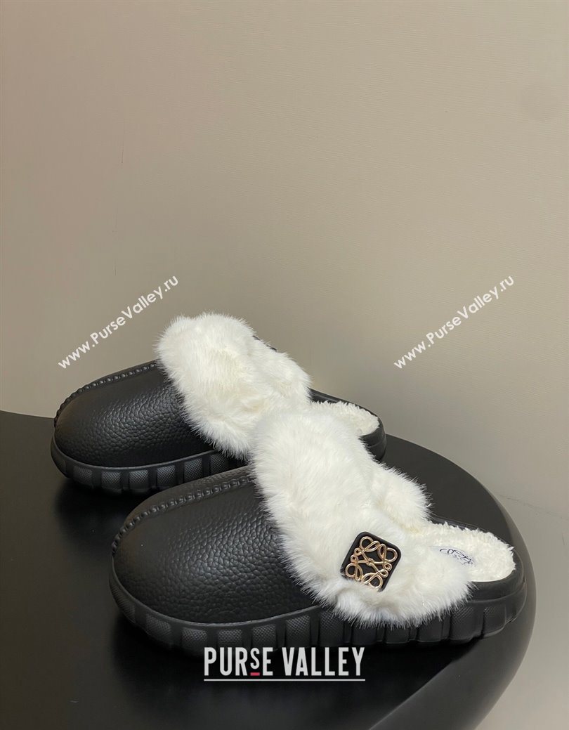 Loewe Wool Platform Mules Black 2025 LW103004 (MD-251030050)