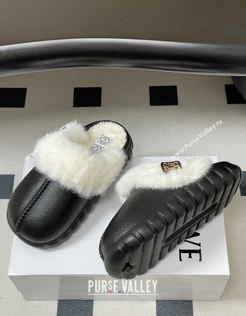 Loewe Wool Platform Mules Black 2025 LW103004 (MD-251030050)