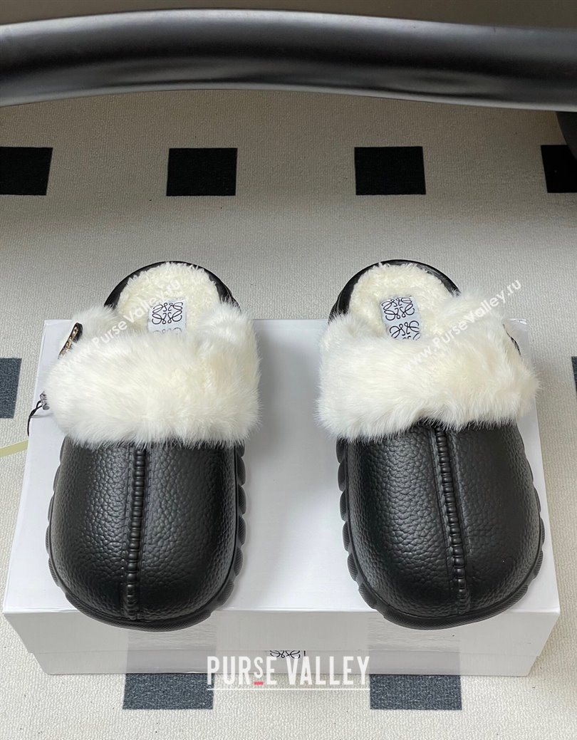 Loewe Wool Platform Mules Black 2025 LW103004 (MD-251030050)