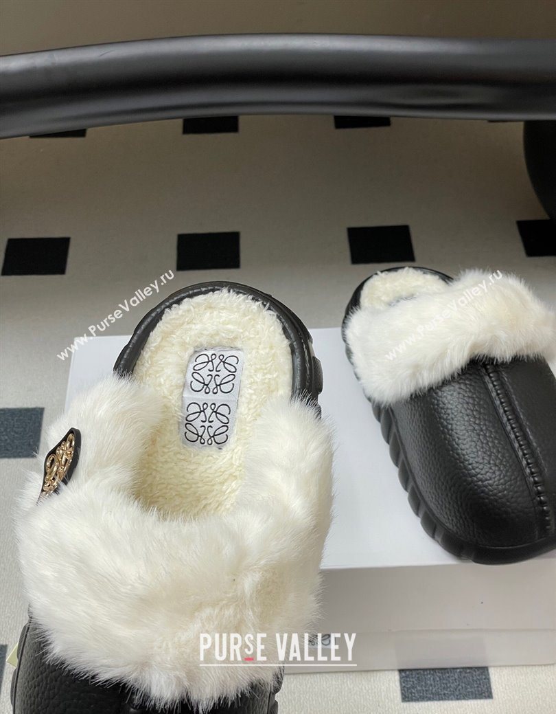 Loewe Wool Platform Mules Black 2025 LW103004 (MD-251030050)