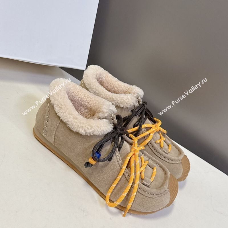 Loewe High top Sneakers in Suede and Wool Beige 2025 LW103001 (MD-251030039)