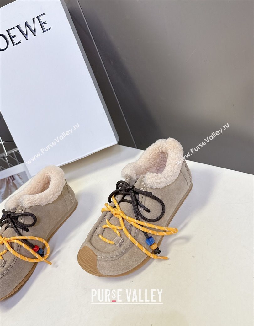 Loewe High top Sneakers in Suede and Wool Beige 2025 LW103001 (MD-251030039)