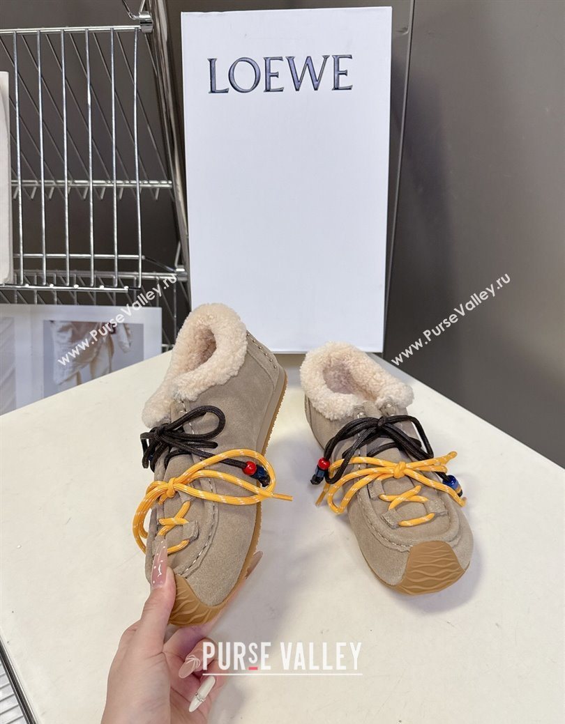 Loewe High top Sneakers in Suede and Wool Beige 2025 LW103001 (MD-251030039)