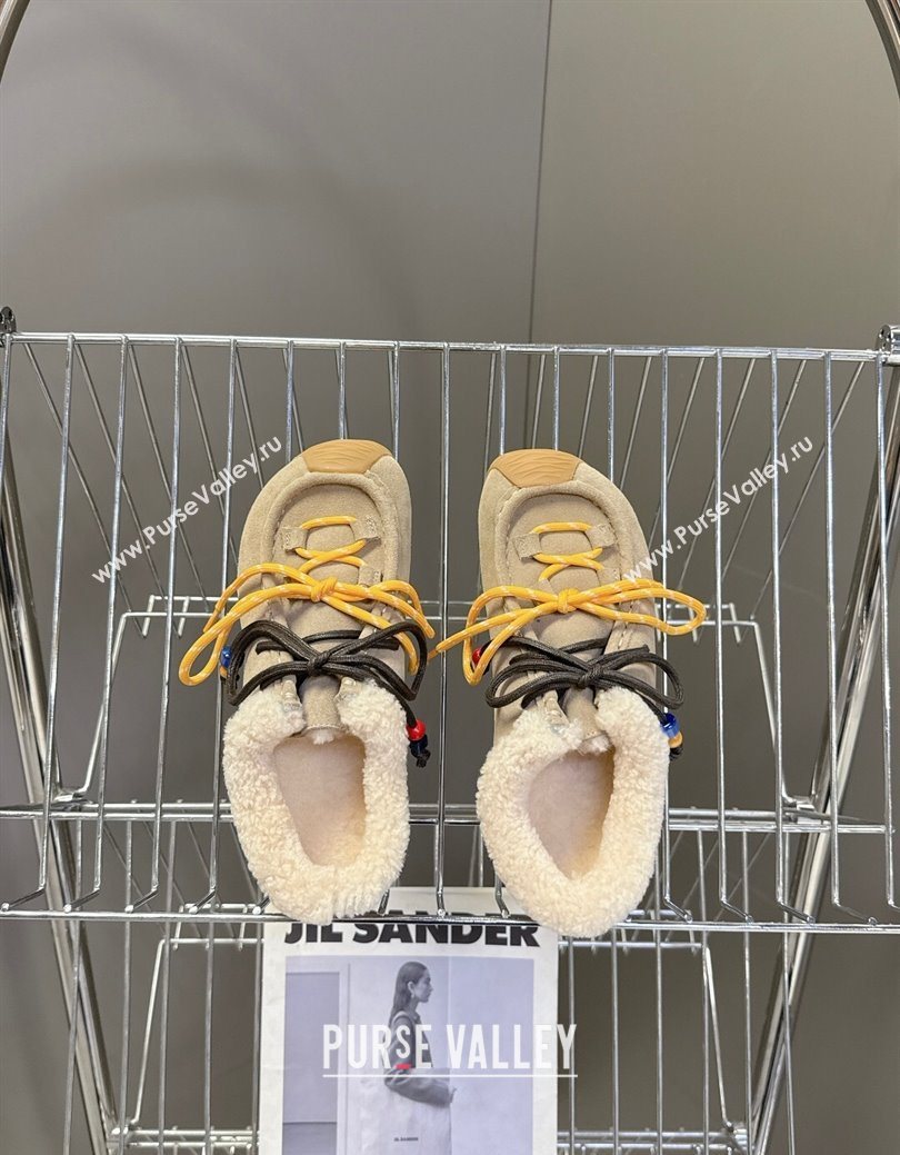 Loewe High top Sneakers in Suede and Wool Beige 2025 LW103001 (MD-251030039)