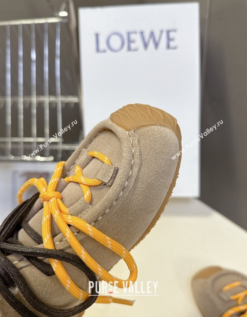 Loewe High top Sneakers in Suede and Wool Beige 2025 LW103001 (MD-251030039)