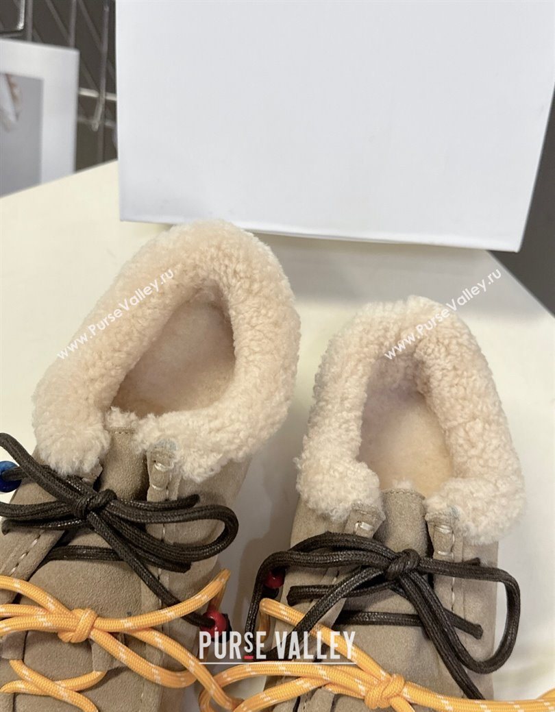 Loewe High top Sneakers in Suede and Wool Beige 2025 LW103001 (MD-251030039)